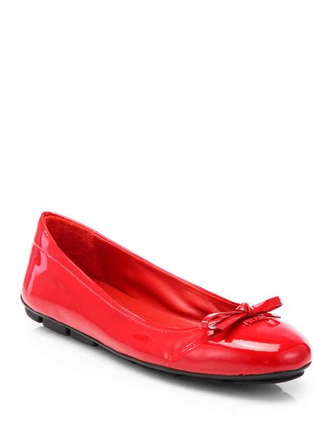 red prada flats with bow|farfetch prada flats.